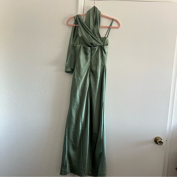 A&F Julia Strapless Scarf Elegant Maxi or Mid Dress
 Satin Green Strapless SP - Picture 11 of 12